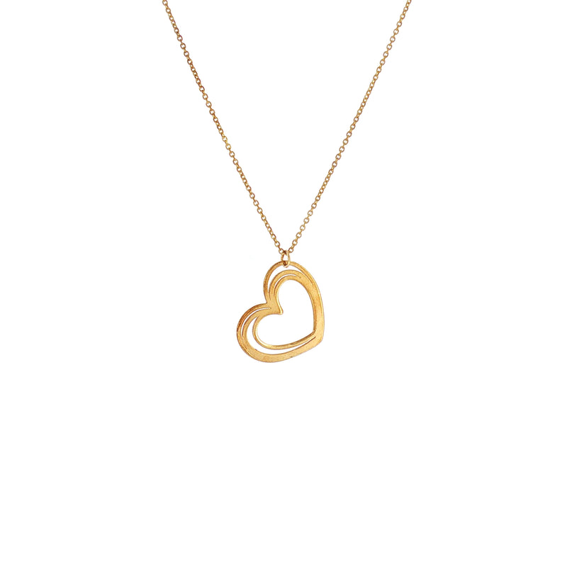 Heart Silhouette Pendant on Chain in 9ct Yellow Gold