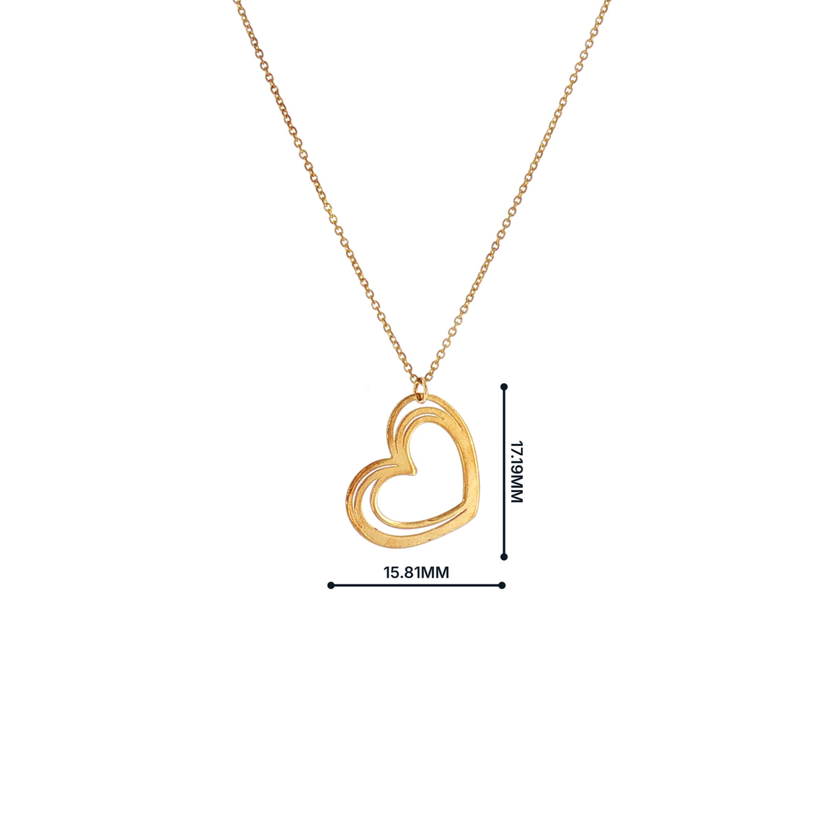 Heart Silhouette Pendant on Chain in 9ct Yellow Gold