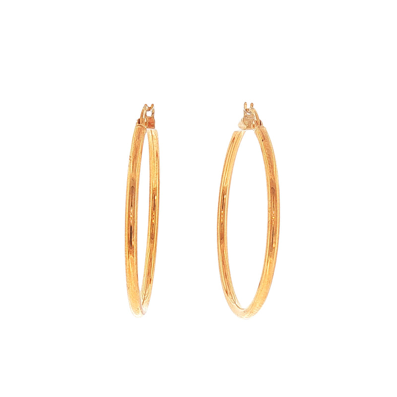 Plain Hoop Earrings 33mm in 9ct Yellow Gold