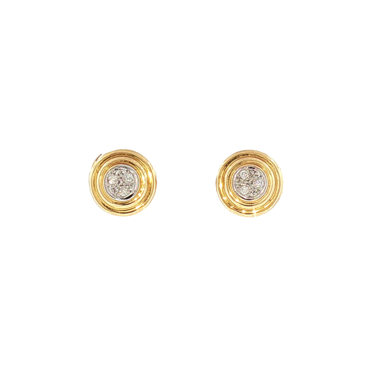 Round Natural Diamond Set Stud Earrings in 18ct Yellow Gold