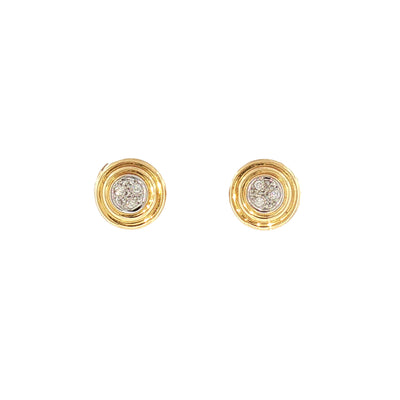 Round Natural Diamond Set Stud Earrings in 18ct Yellow Gold