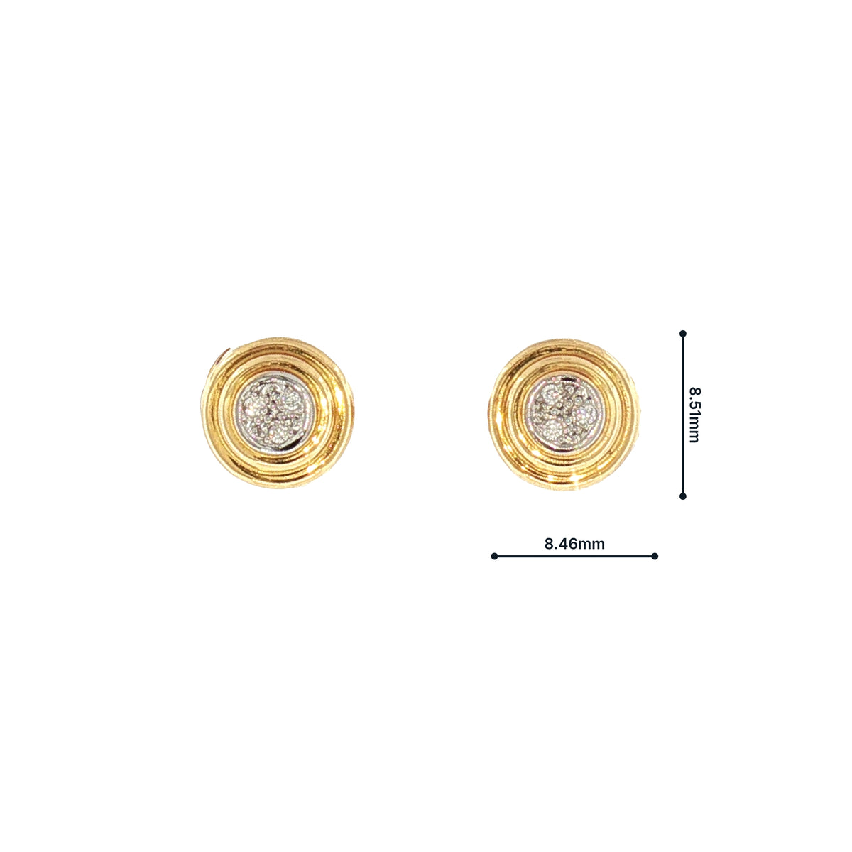 Round Natural Diamond Set Stud Earrings in 18ct Yellow Gold