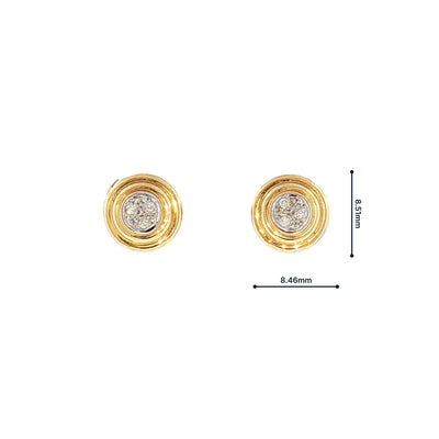 Round Natural Diamond Set Stud Earrings in 18ct Yellow Gold