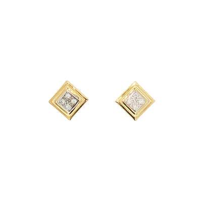 Natural Diamond Geometric Stud Earrings in 18ct Yellow Gold