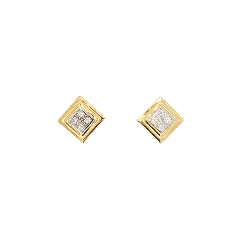Natural Diamond Geometric Stud Earrings in 18ct Yellow Gold