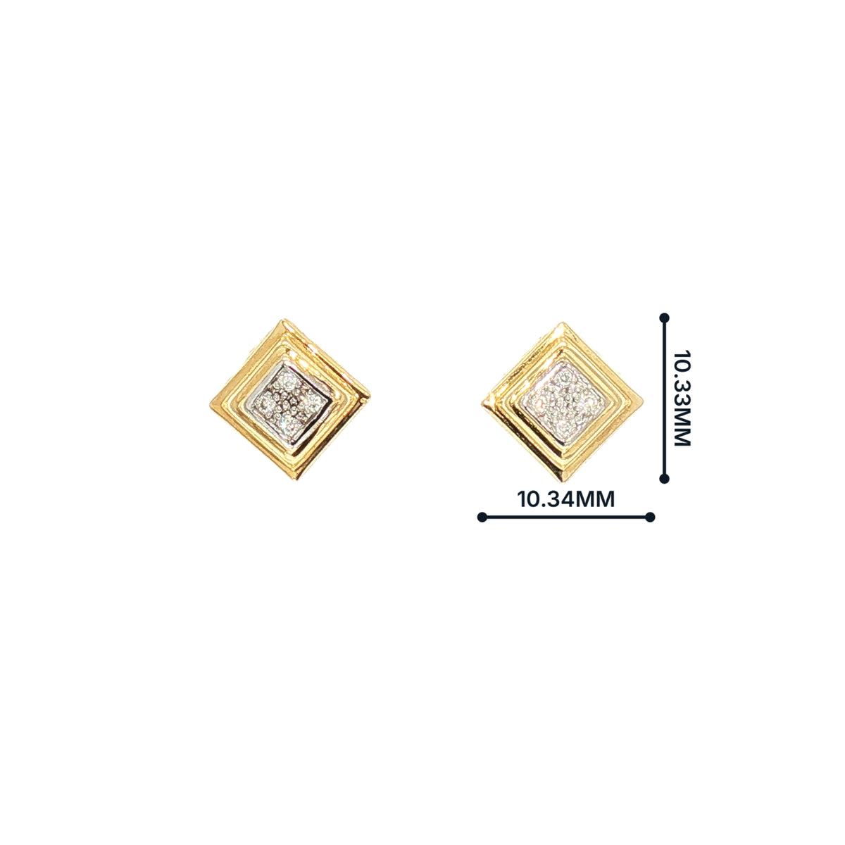 Natural Diamond Geometric Stud Earrings in 18ct Yellow Gold