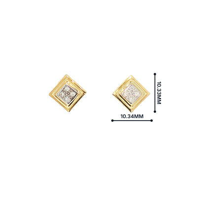 Natural Diamond Geometric Stud Earrings in 18ct Yellow Gold