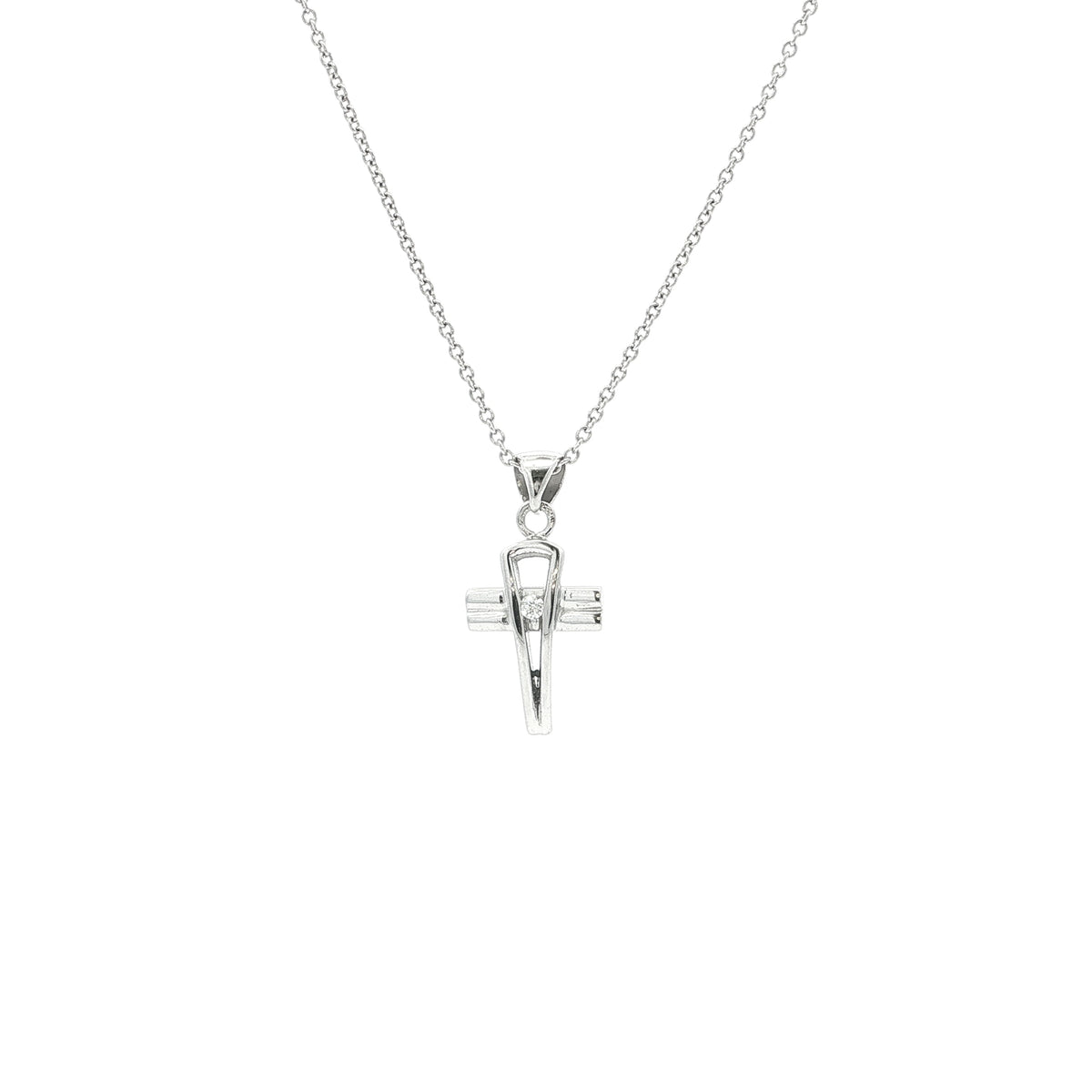 Natural Diamond 0.22ct Silhoutte Cross Pendant in 18ct White Gold