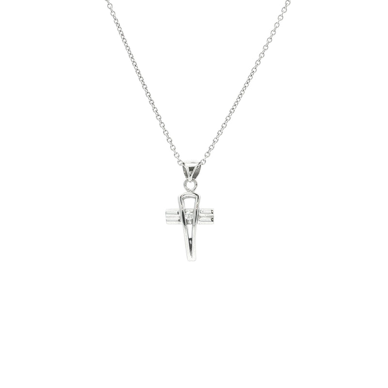 Natural Diamond 0.22ct Silhoutte Cross Pendant in 18ct White Gold