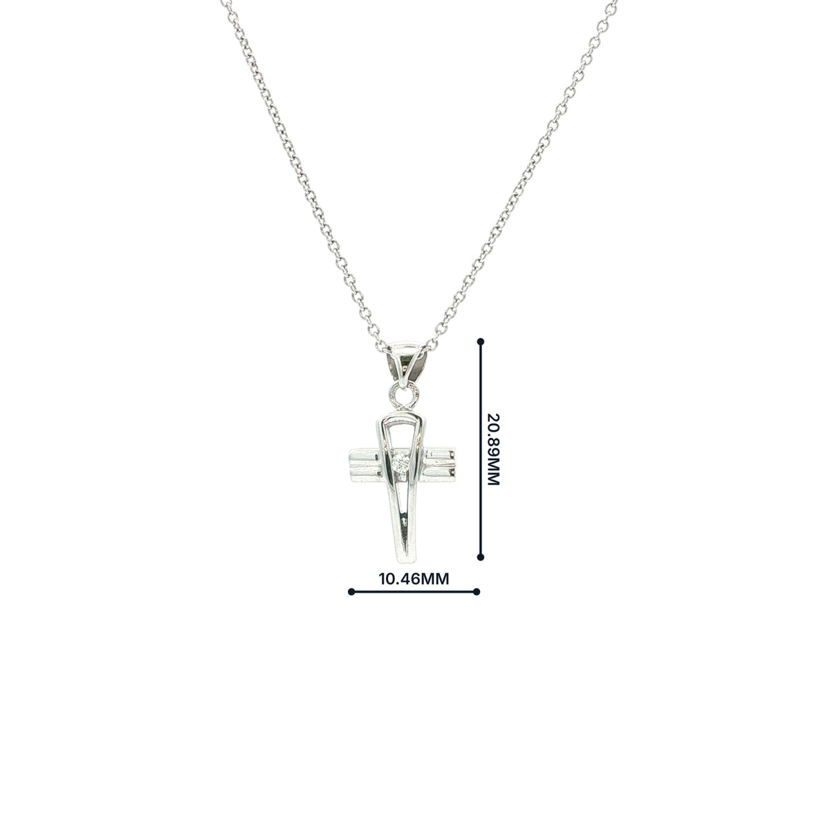 Natural Diamond 0.22ct Silhoutte Cross Pendant in 18ct White Gold