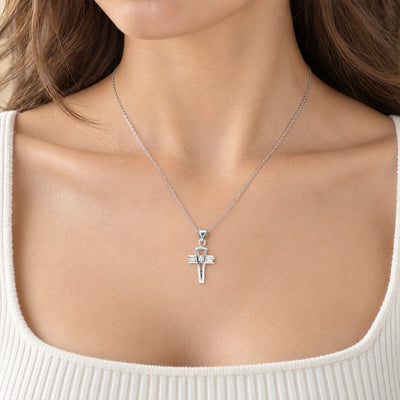 Natural Diamond 0.22ct Silhoutte Cross Pendant in 18ct White Gold