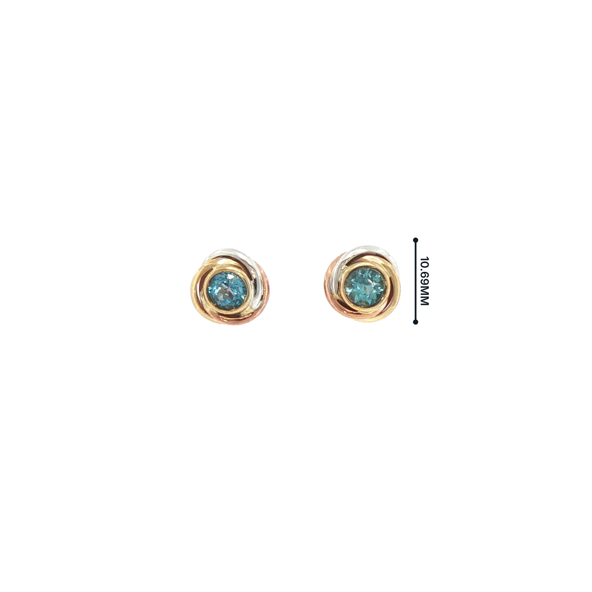 Blue Topaz Two-Toned Knot Earrings in 9ct Yellow and White Gold