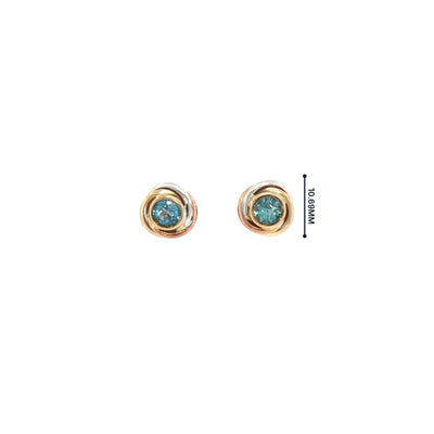 Blue Topaz Two-Toned Knot Earrings in 9ct Yellow and White Gold