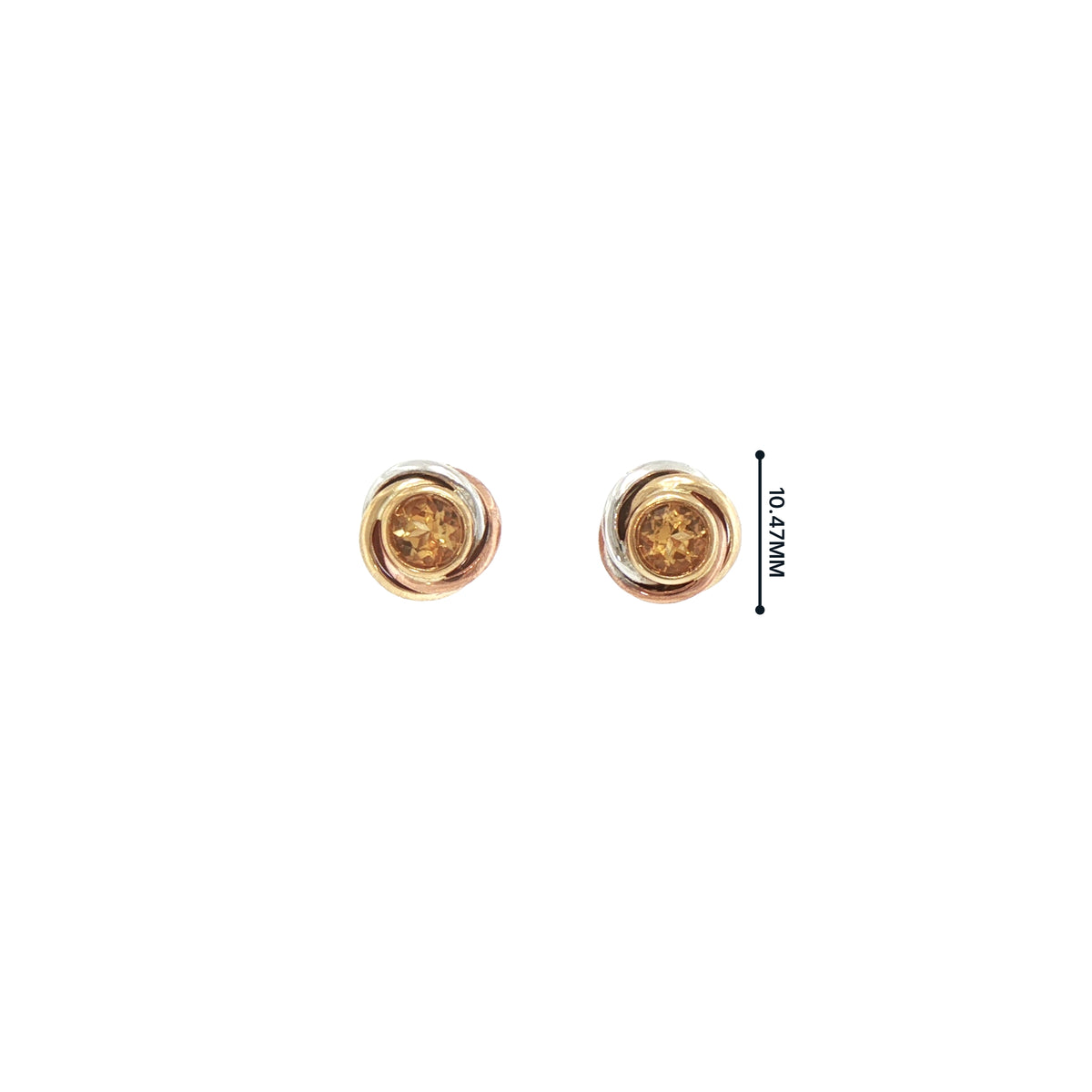 Citrine Two-Toned Knot Earrings in 9ct Yellow and White Gold