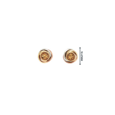 Citrine Two-Toned Knot Earrings in 9ct Yellow and White Gold