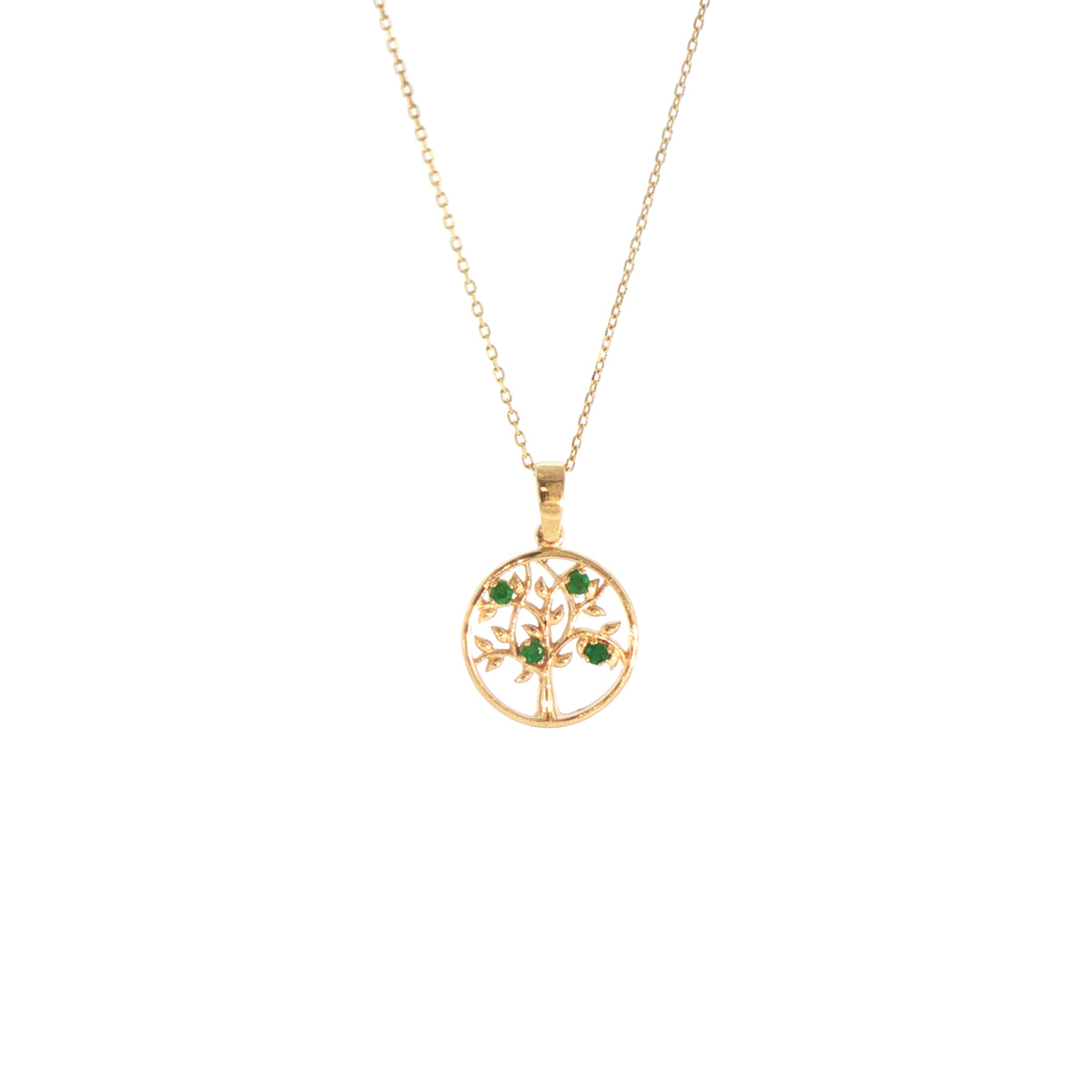 Emerald Tree of Life Pendant in 9ct Yellow Gold