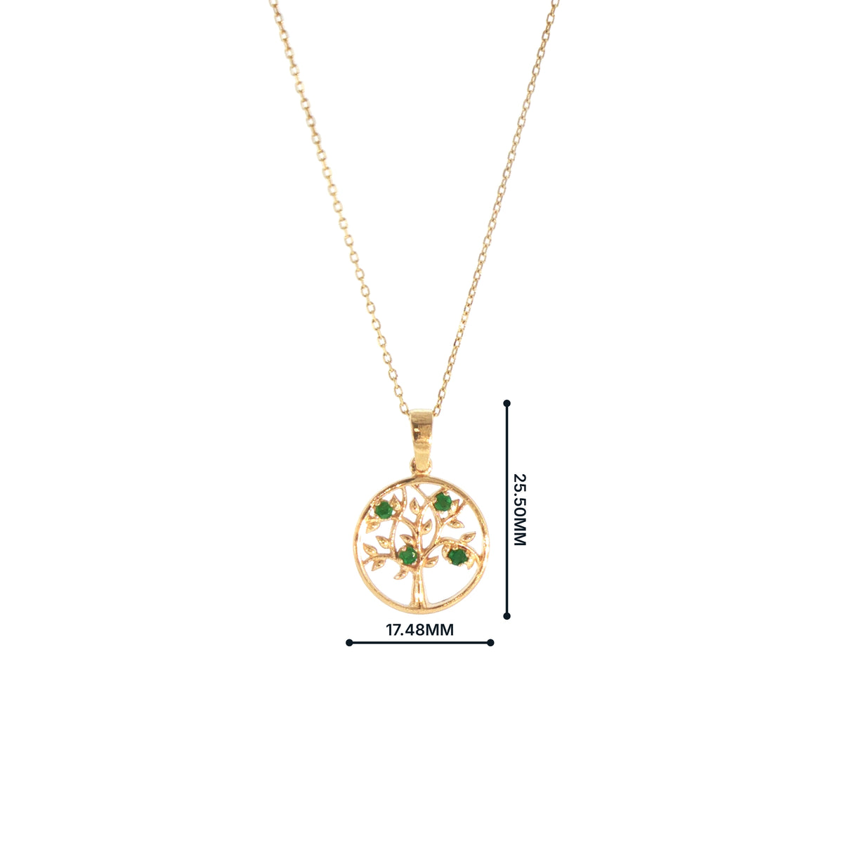 Emerald Tree of Life Pendant in 9ct Yellow Gold