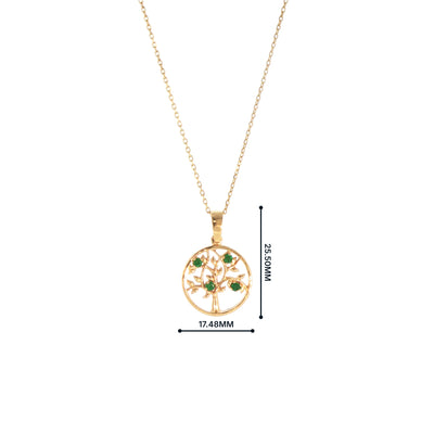 Emerald Tree of Life Pendant in 9ct Yellow Gold