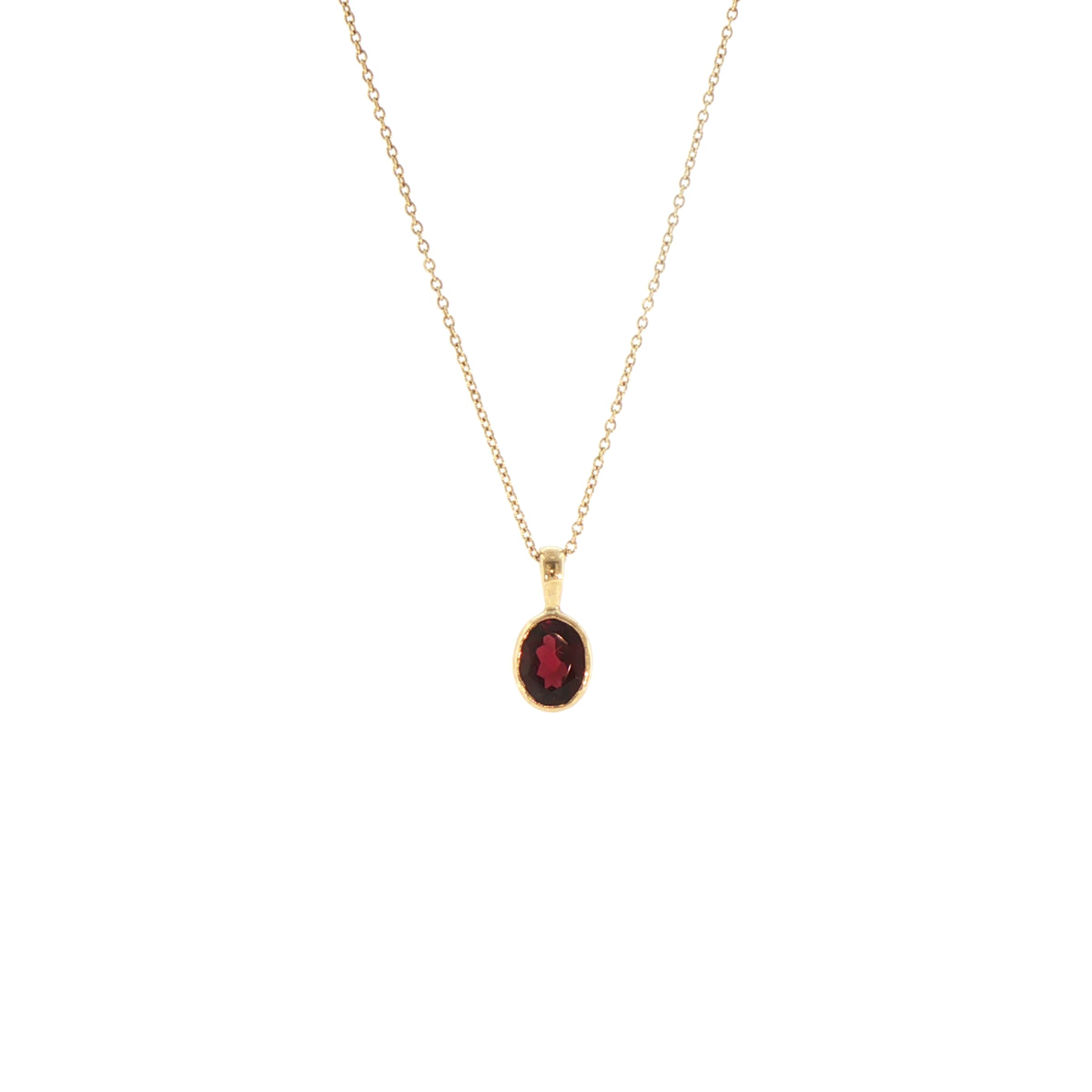 Oval Garnet Pendant in 9ct Yellow Gold