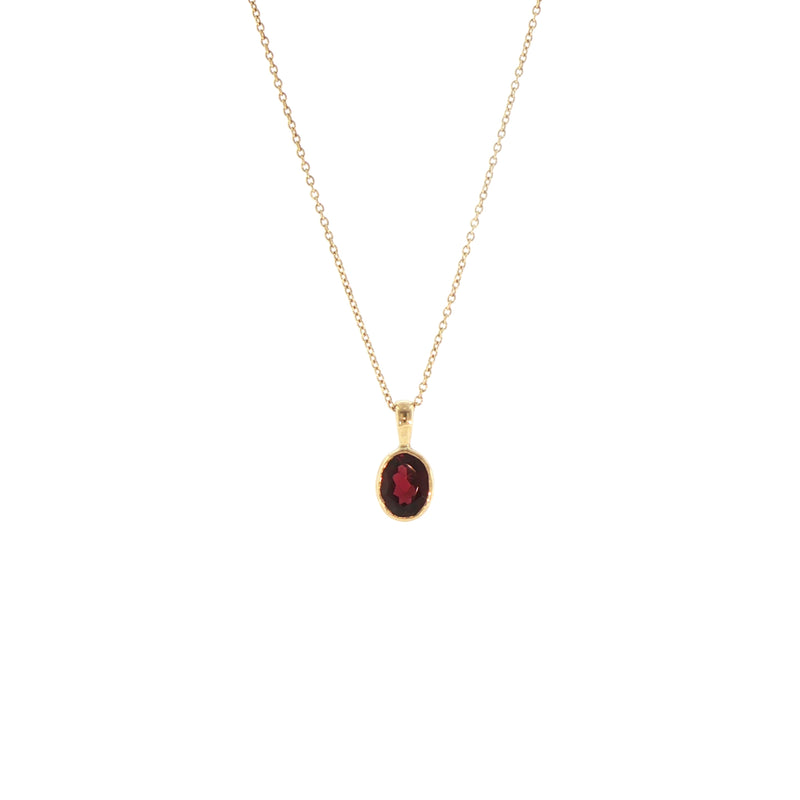 Oval Garnet Pendant in 9ct Yellow Gold