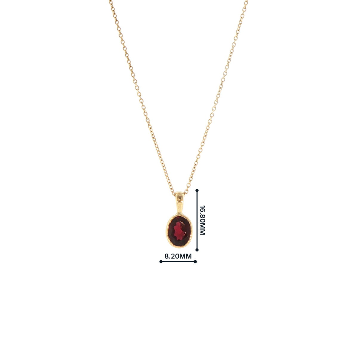 Oval Garnet Pendant in 9ct Yellow Gold