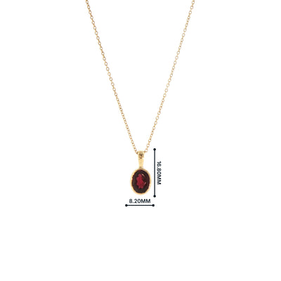 Oval Garnet Pendant in 9ct Yellow Gold