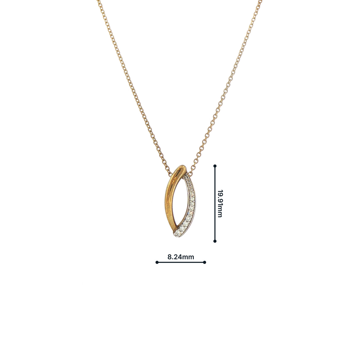 Natural Diamond Set Pendant and Chain in 9ct Yellow Gold