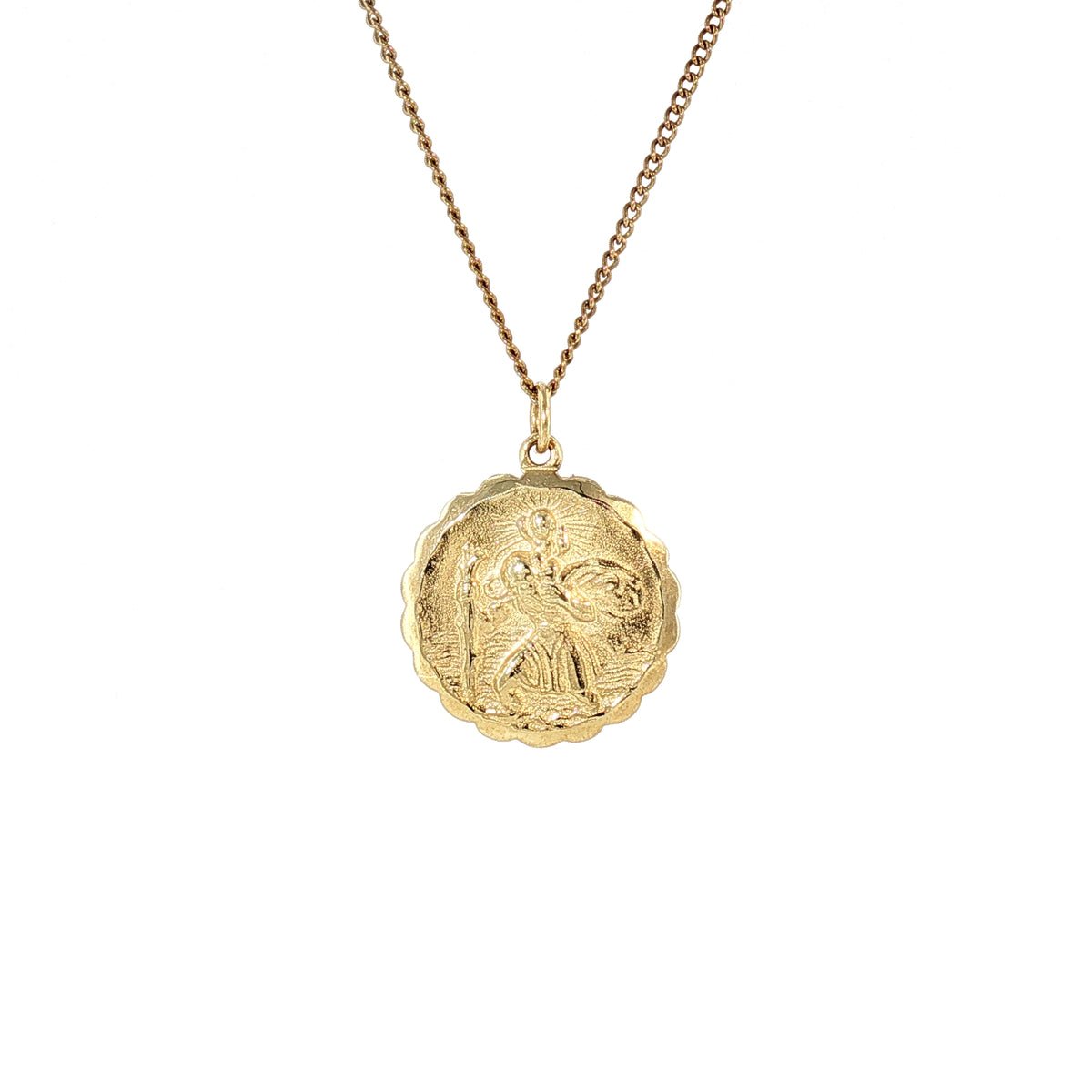 St Christopher Medal Pendant on chain in 9ct Yellow Gold