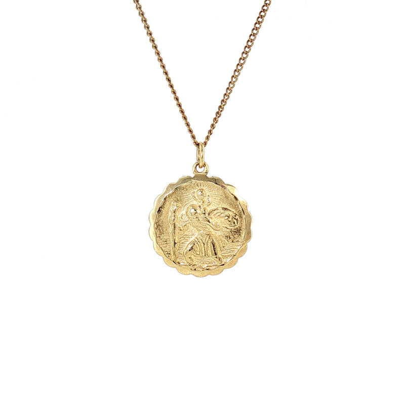 St Christopher Medal Pendant on chain in 9ct Yellow Gold