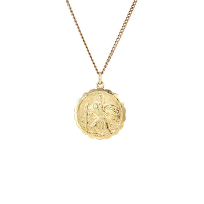 St Christopher Medal Pendant on chain in 9ct Yellow Gold