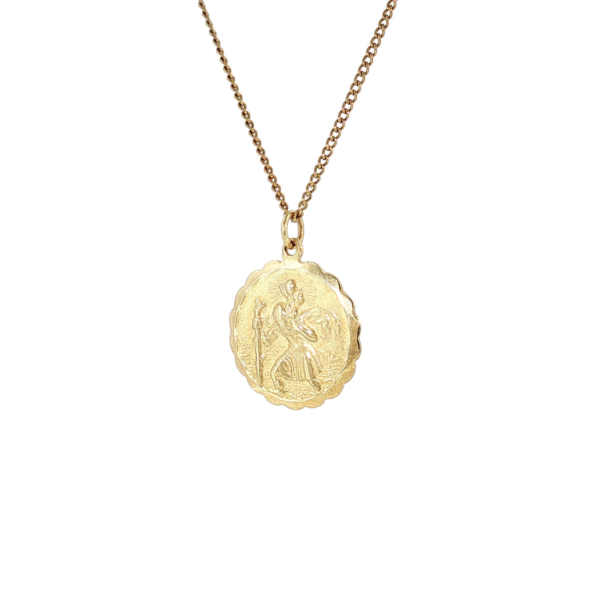 St Christopher Medal Pendant on chain in 9ct Yellow Gold