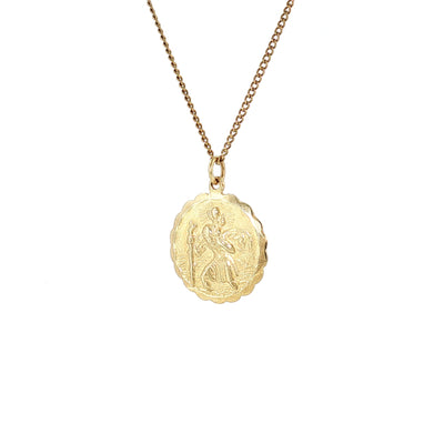 St Christopher Medal Pendant on chain in 9ct Yellow Gold
