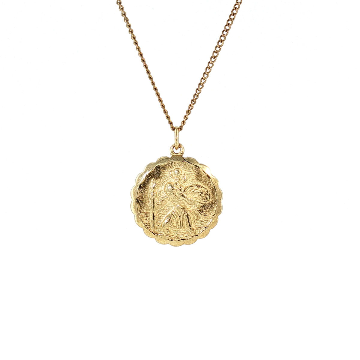 St Christopher Medal Pendant on chain in 9ct Yellow Gold