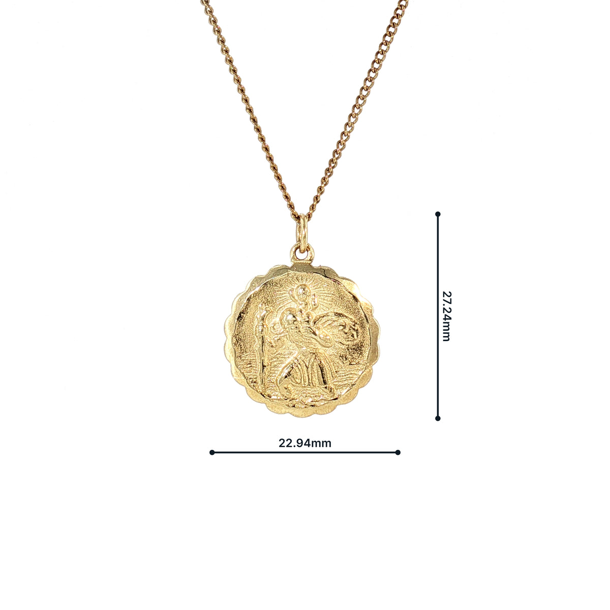 St Christopher Medal Pendant on chain in 9ct Yellow Gold