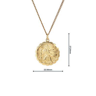 St Christopher Medal Pendant on chain in 9ct Yellow Gold