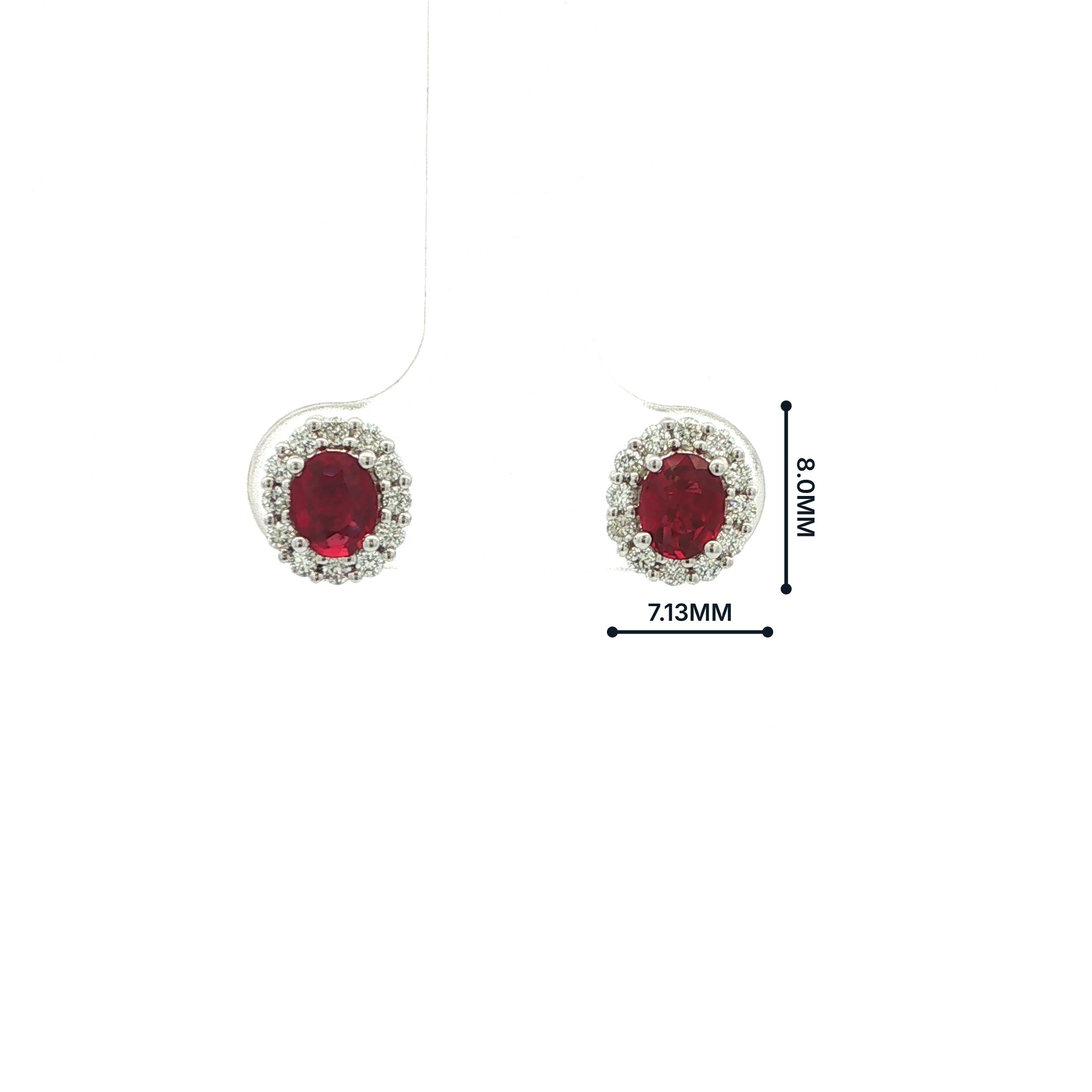 18ct White Gold Ruby and Natural Diamond Halo Stud Earrings
