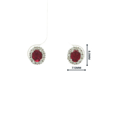 18ct White Gold Ruby and Natural Diamond Halo Stud Earrings