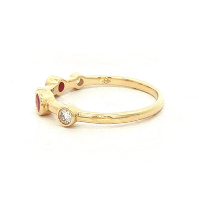 0.21ct Ruby & 0.15ct Natural Diamond Set Bubble Dress Ring in 18ct Yellow Gold