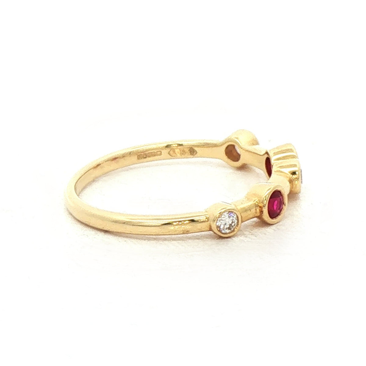 0.21ct Ruby & 0.15ct Natural Diamond Set Bubble Dress Ring in 18ct Yellow Gold