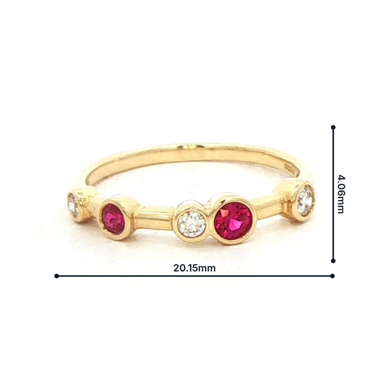 0.21ct Ruby & 0.15ct Natural Diamond Set Bubble Dress Ring in 18ct Yellow Gold