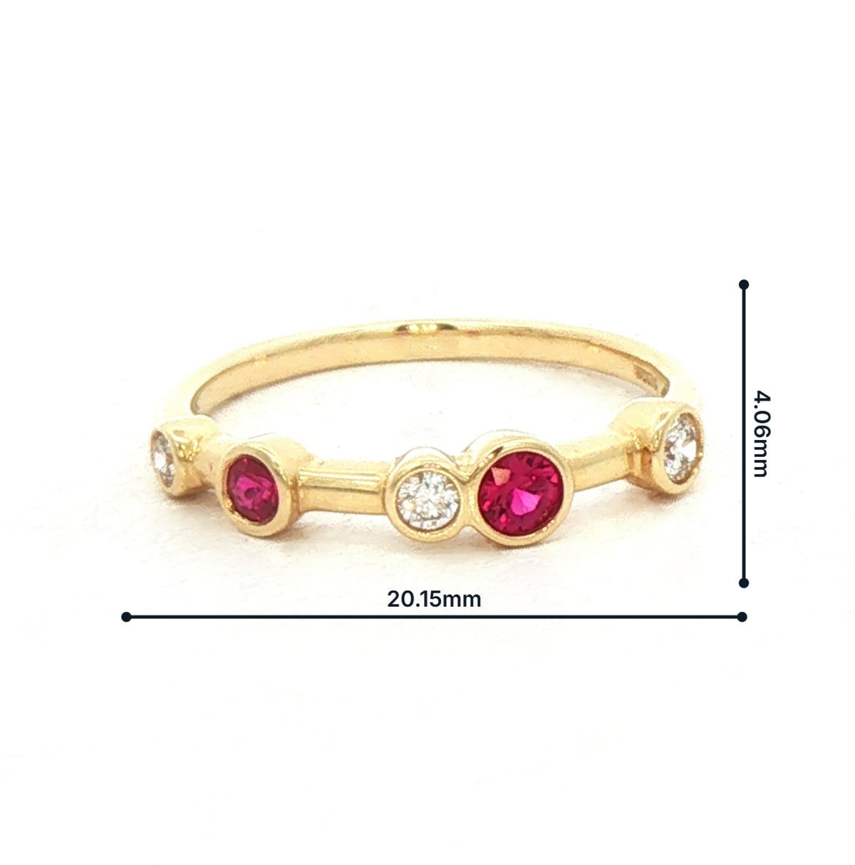 0.21ct Ruby & 0.15ct Natural Diamond Set Bubble Dress Ring in 18ct Yellow Gold
