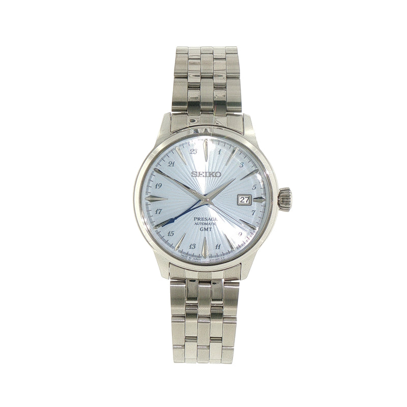 Seiko Gents Automatic Presage GMT SkyDiving with Light Blue Dial on Stainless Steel Bracelet