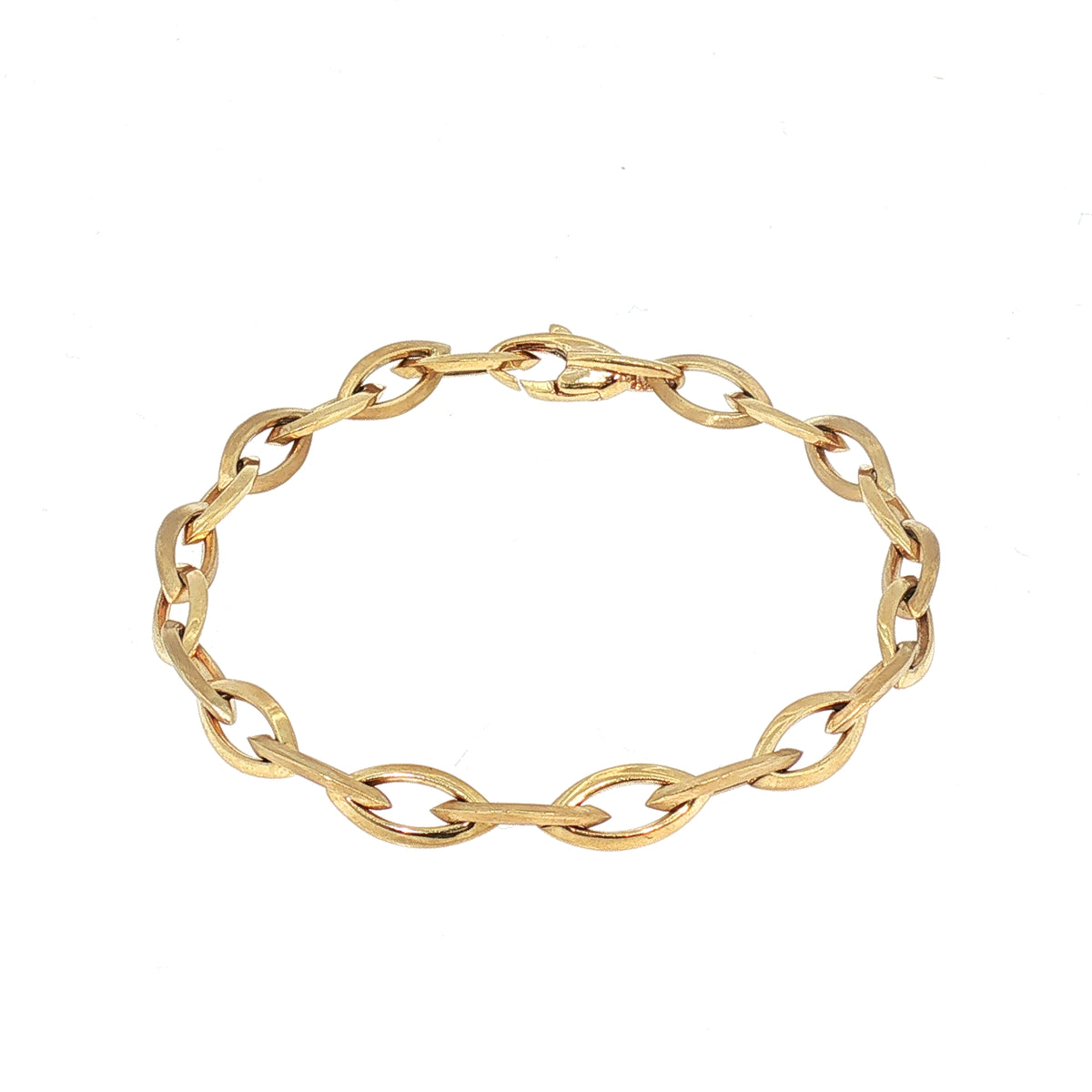 Marquise Shaped Linked Bracelet in 9ct Yellow Gold