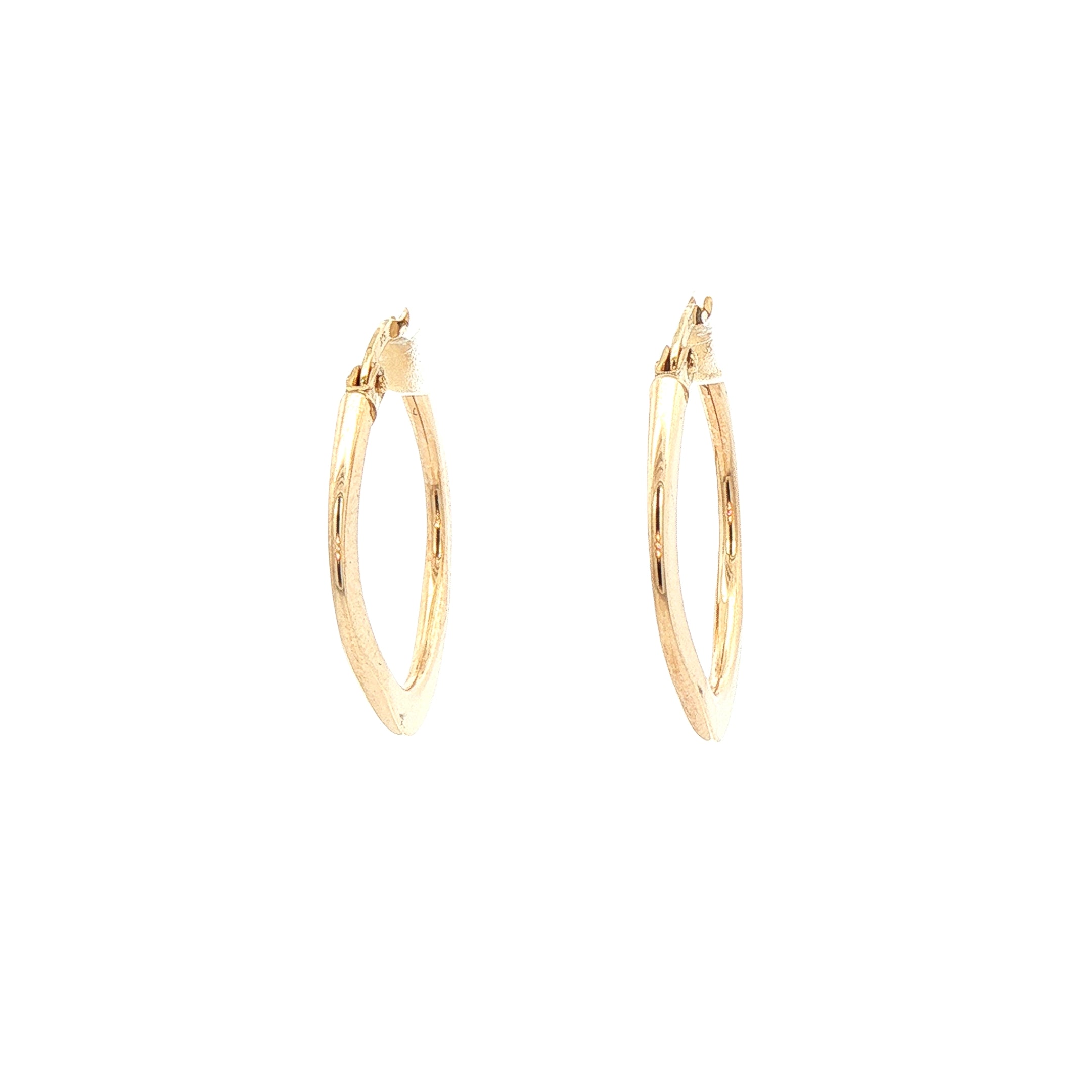 Plain Medium Flat Square Hoop Earring in 9ct Yellow Gold