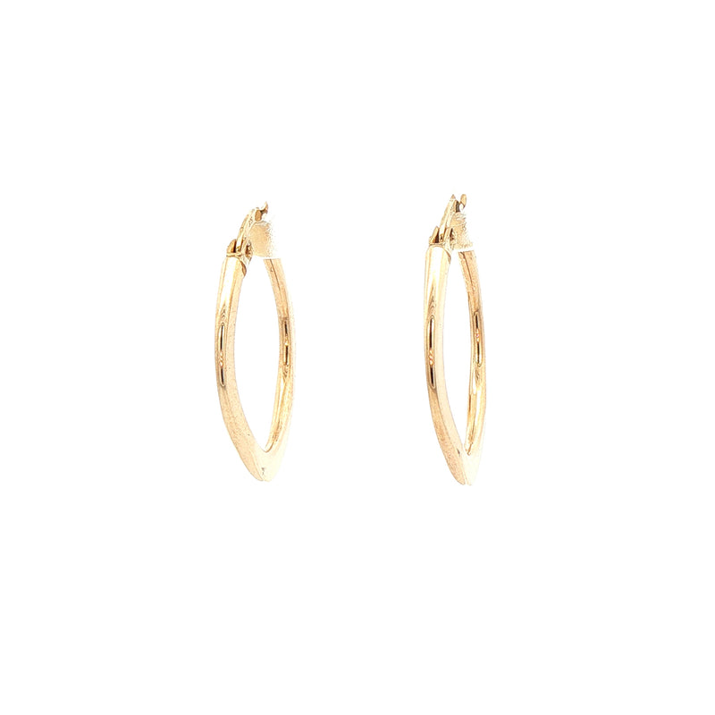 Plain Medium Flat Square Hoop Earring in 9ct Yellow Gold