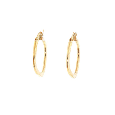 Plain Medium Flat Square Hoop Earring in 9ct Yellow Gold