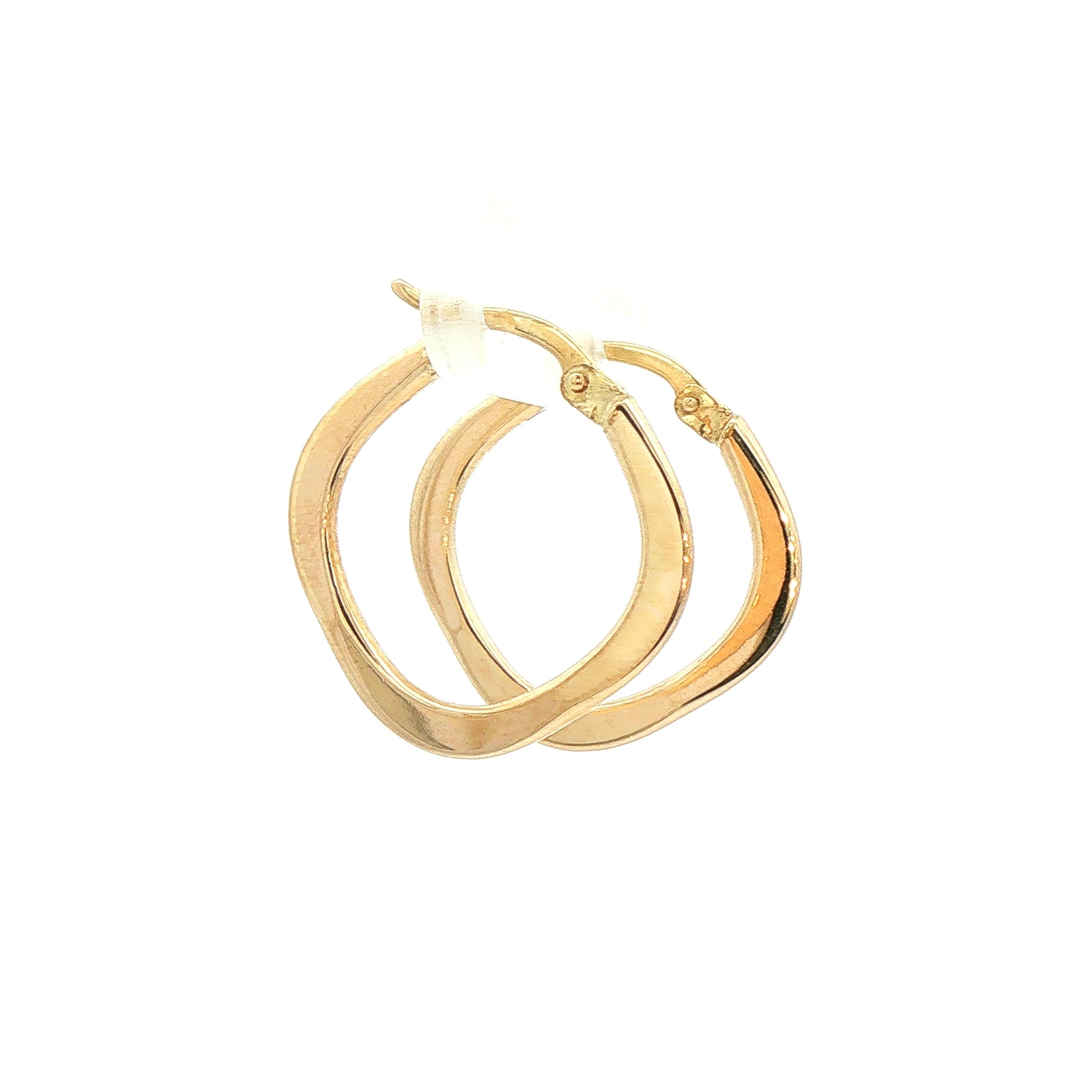 Plain Medium Flat Square Hoop Earring in 9ct Yellow Gold