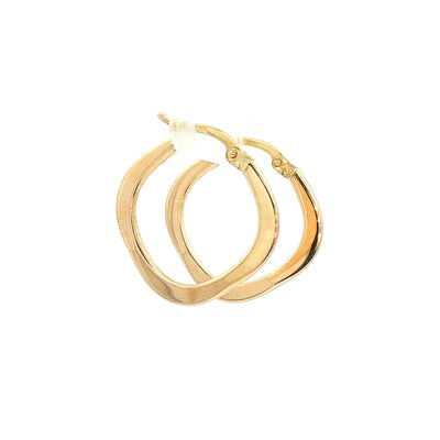 Plain Medium Flat Square Hoop Earring in 9ct Yellow Gold