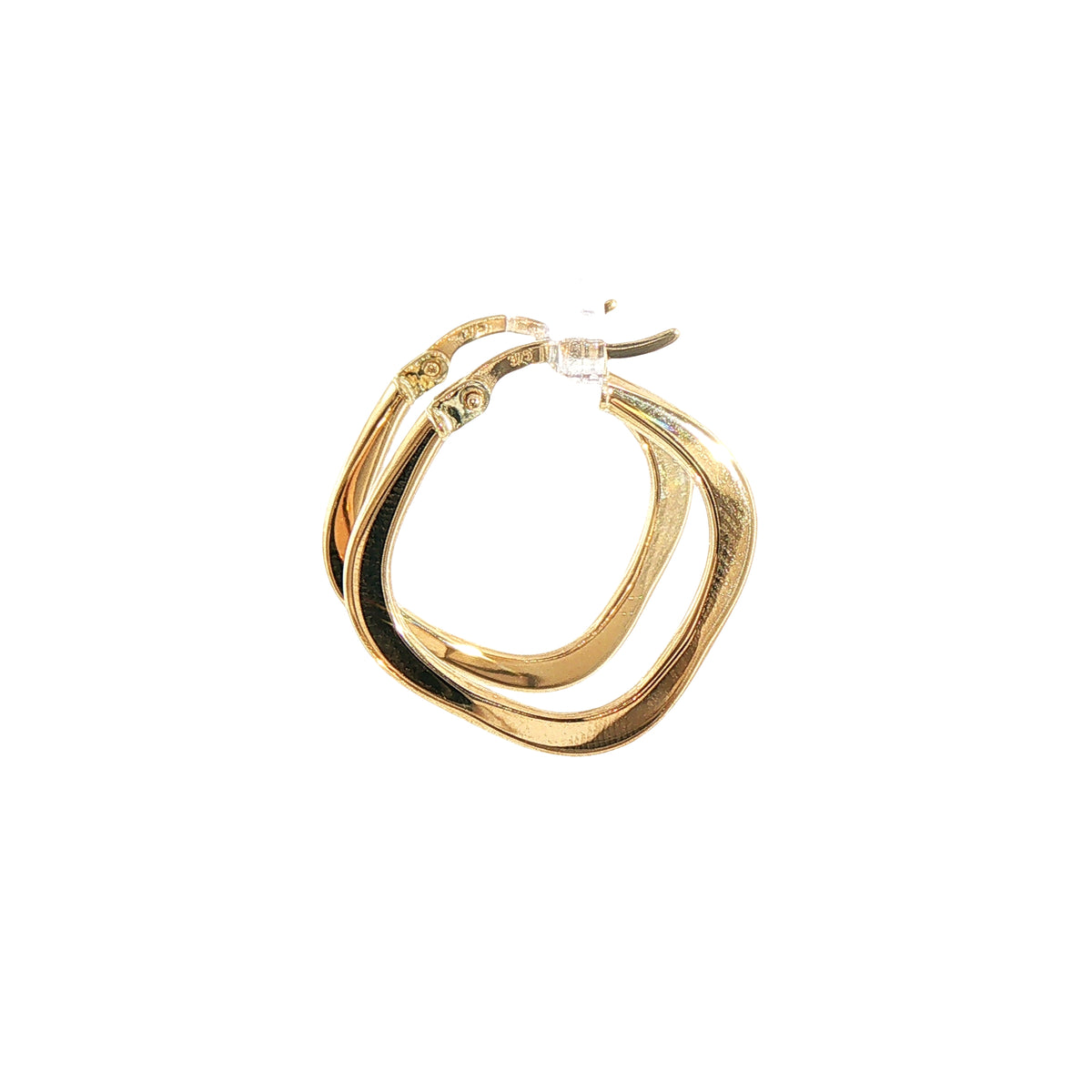 Plain Medium Flat Square Hoop Earring in 9ct Yellow Gold