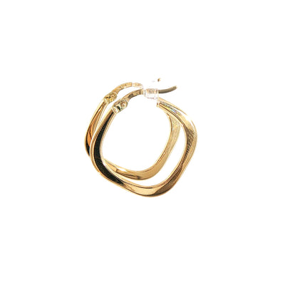 Plain Medium Flat Square Hoop Earring in 9ct Yellow Gold